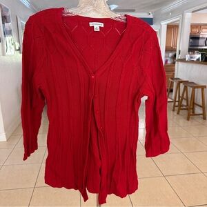 Croft & Barrow Red Cardigan Sweater Cable Knit